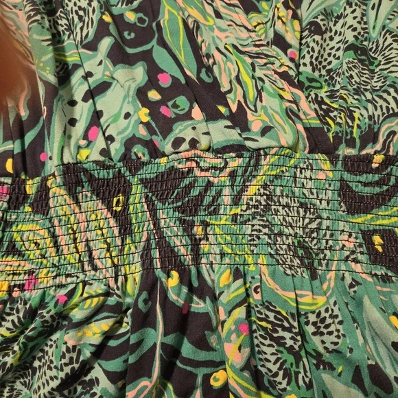 Lilly Pulitzer Talley Smocked Dress Low Tide Navy Catty Purrsonality S - Picture 5 of 7